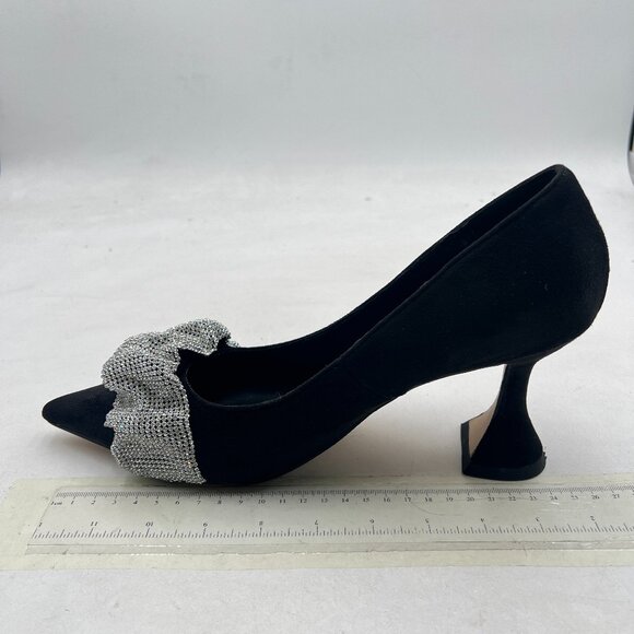 YDN Black Pointed Toe Slip on Pumps Special High Heel Shoe Party Prom Dress Lady - Picture 2 of 8